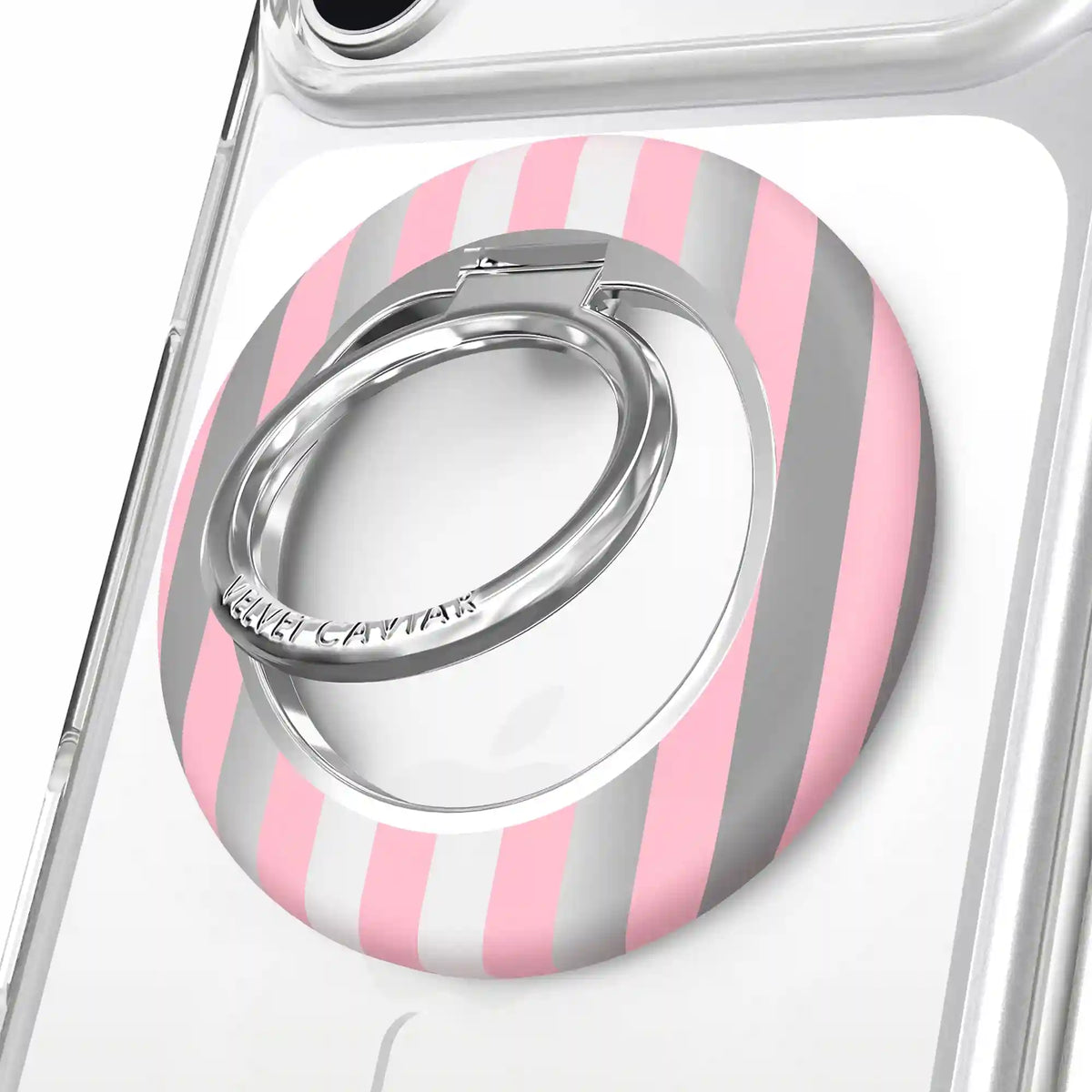 Pink Chrome Stripes MagSafe Grip Ring